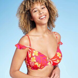Shade & Shore Light Lift Ruffle Strap Bikini Top 34B